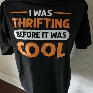 I Was Thrifting Before It Was Cool Short Sleeve Tee - Black/Orange